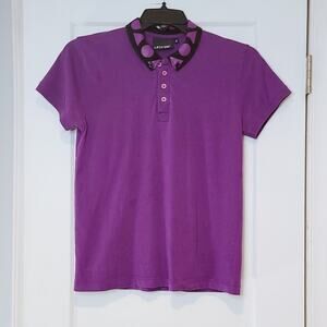 Lazy Oaf Purple Geometric Collar Polo Shirt Y2K Indie